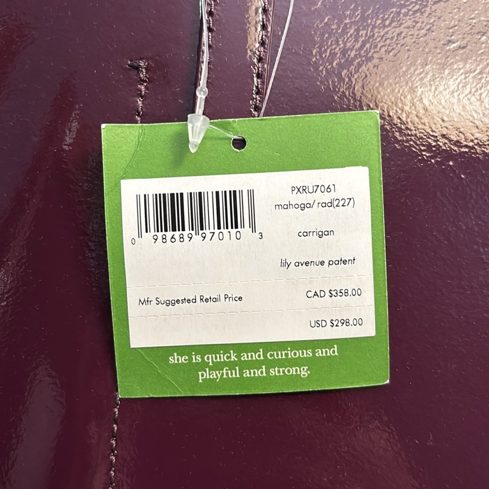 New w Dustbag Kate Spade Scalloped Wine Color Carrigan Tote Lily Avenue Patent - Picture 6 of 6